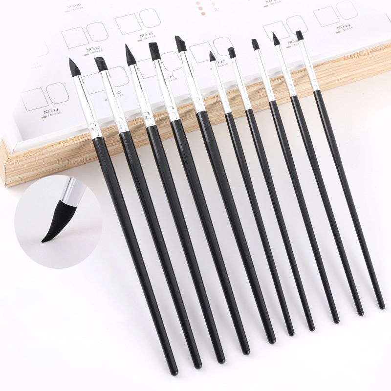 Nail Fan Brush - 5 stylos pinceaux en silicone dentaire