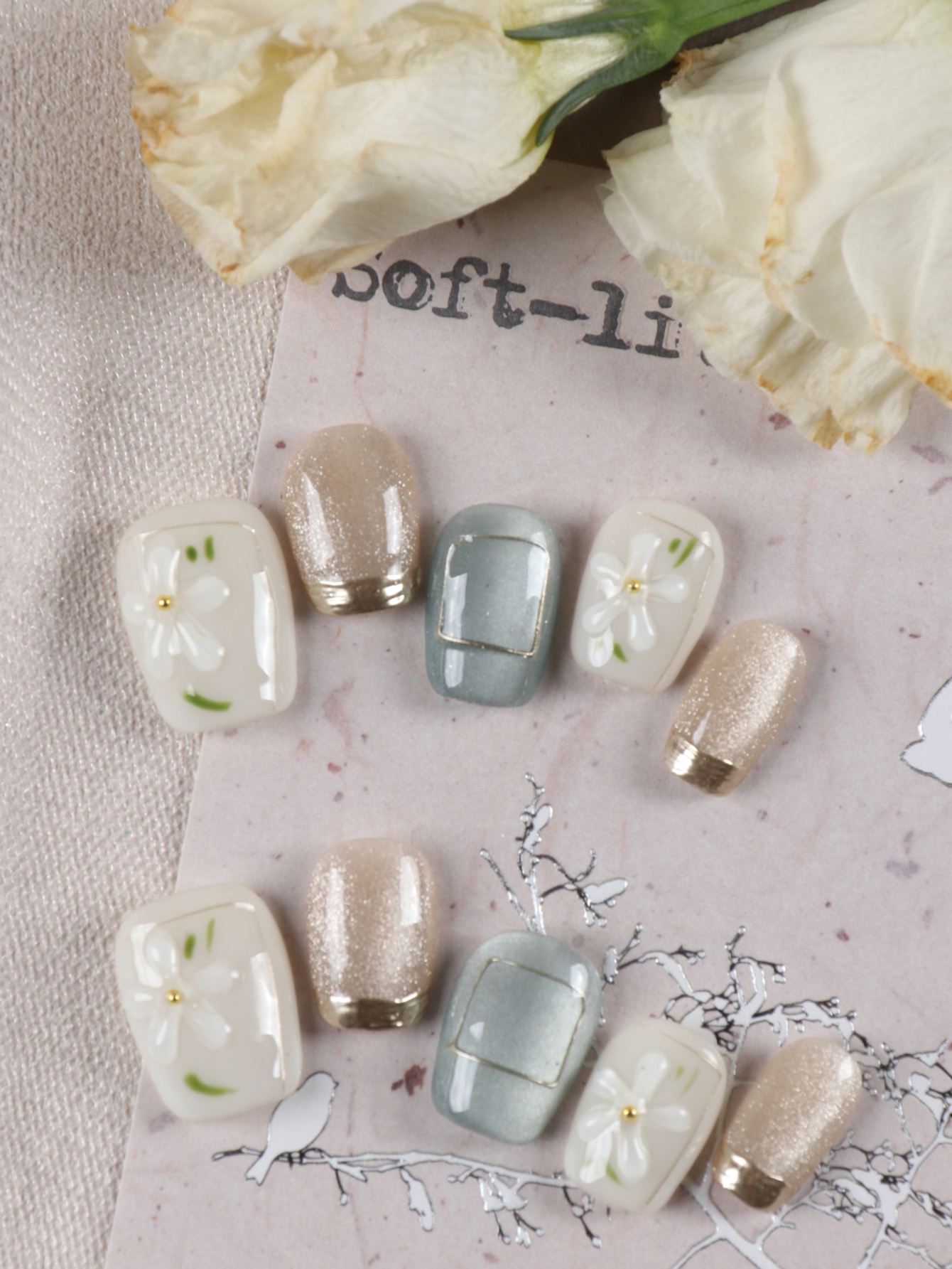 Nail Adhesive Tab - 10 faux ongles à presser courts,