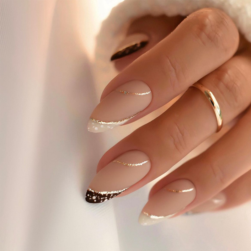 Nail Art France - Faux ongles portables de style français,