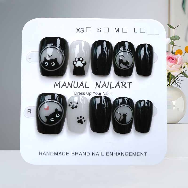 Nail Art Pink Cat Eye - 10 pièces dessin animé mignon chat