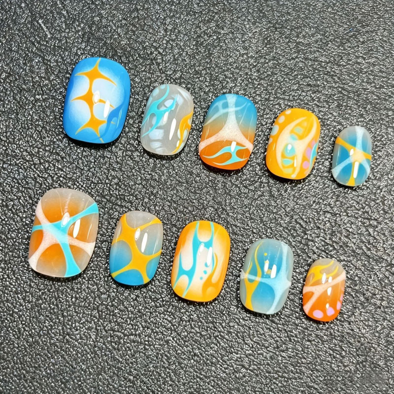 Nail Art Oval - 10 faux ongles courts ovales personnalisés