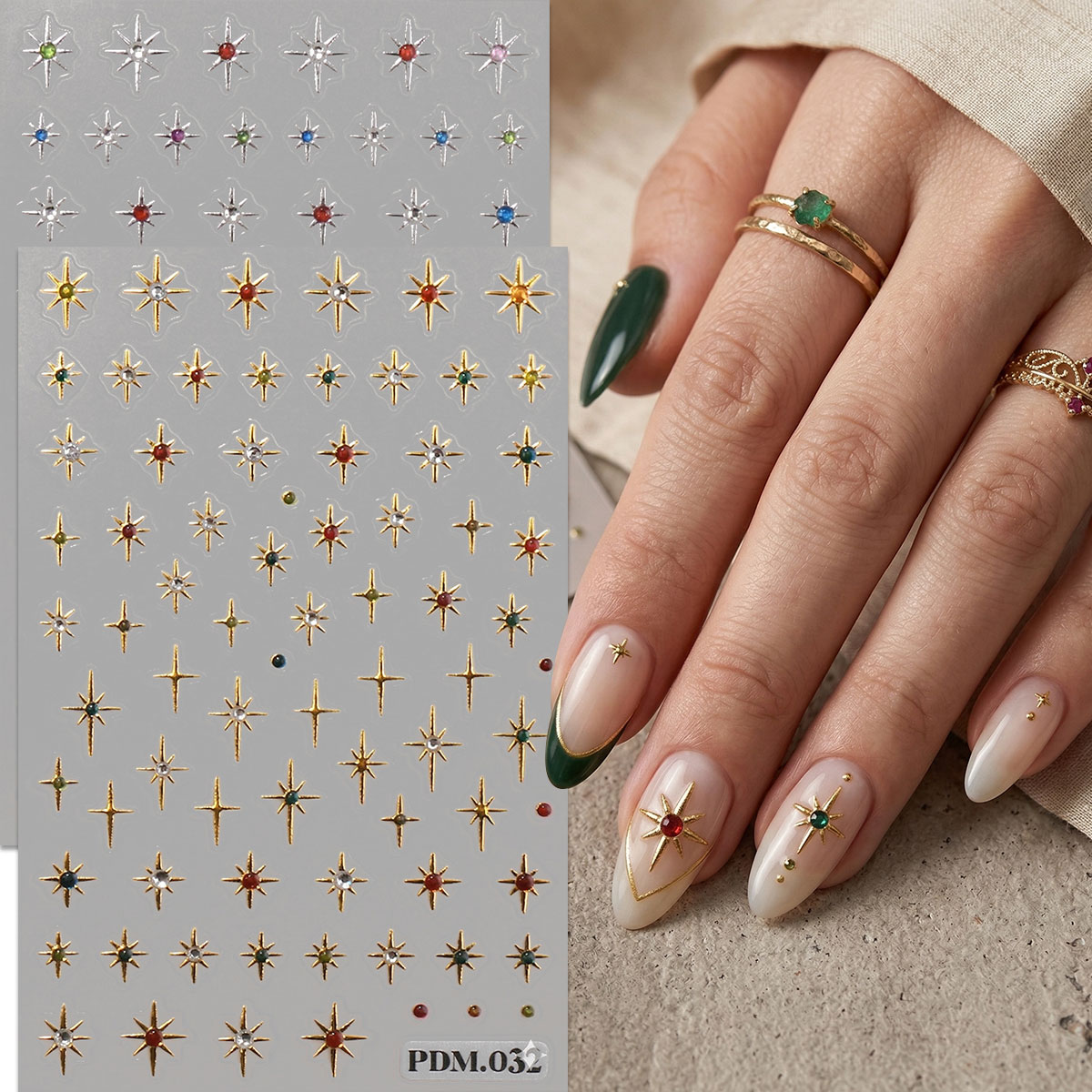 Nail Art Ramadan - Autocollants pour ongles en forme d'étoile