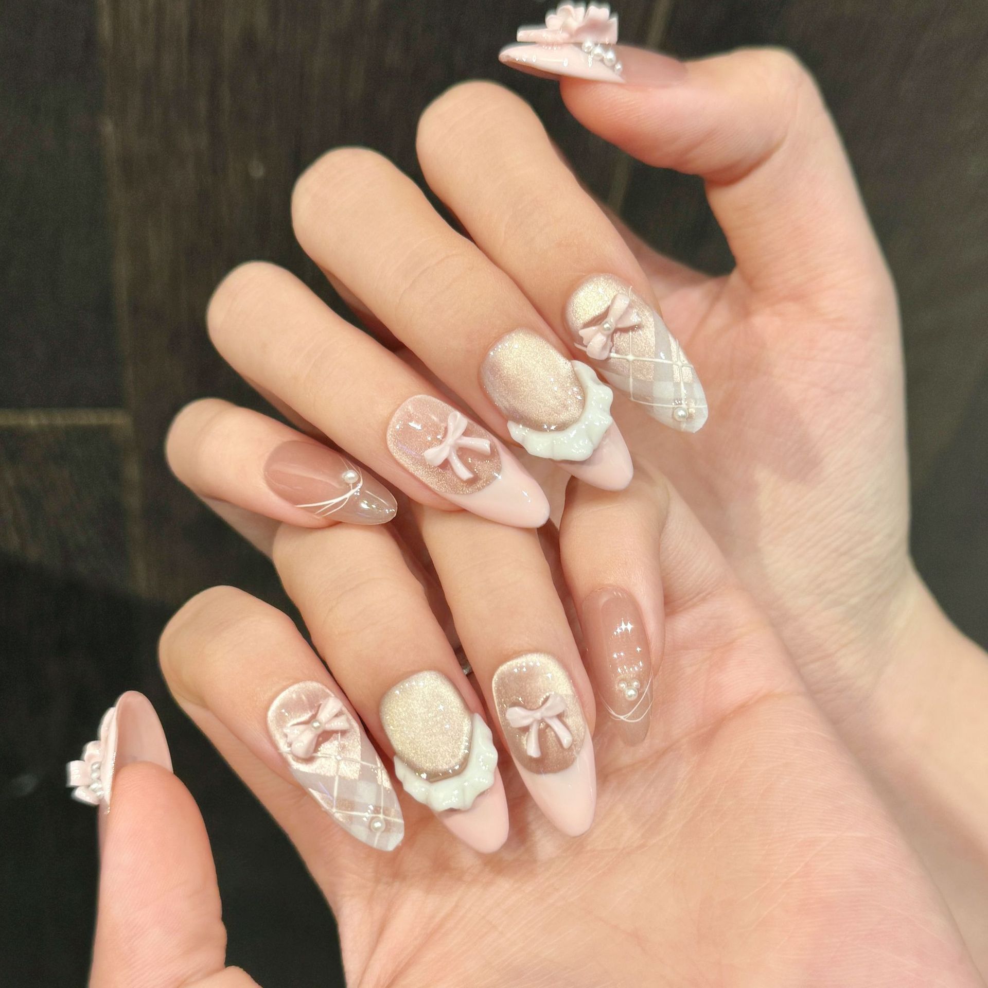 10 pièces presse à la main sur - Nail Art Pink Cat Eye avis et prix