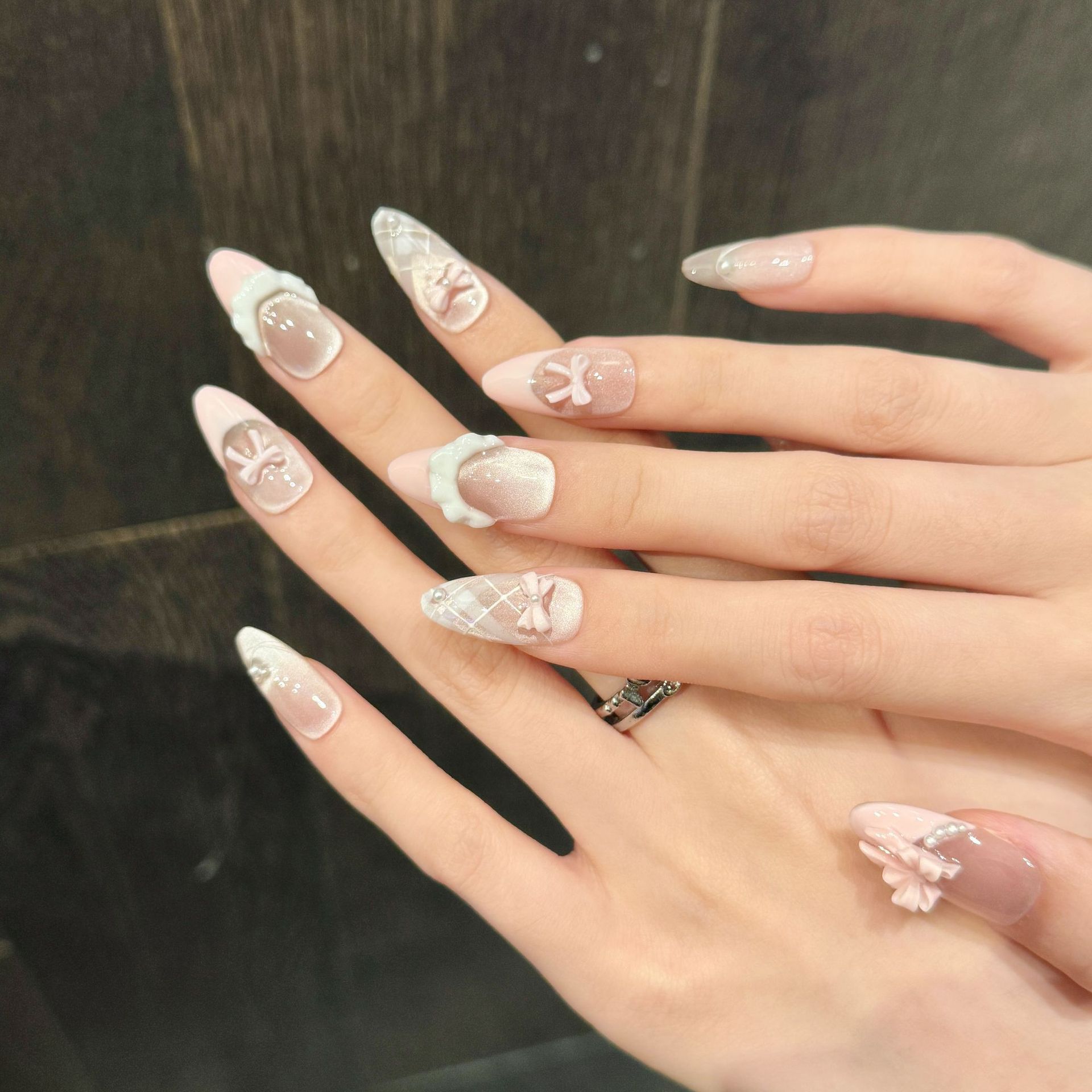 10 pièces presse à la main sur - Nail Art Pink Cat Eye avis et prix