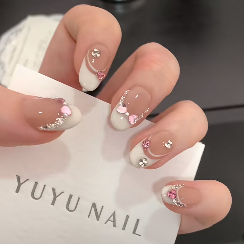 10 pièces blanc français rose  - Nail Art Oval avis et prix