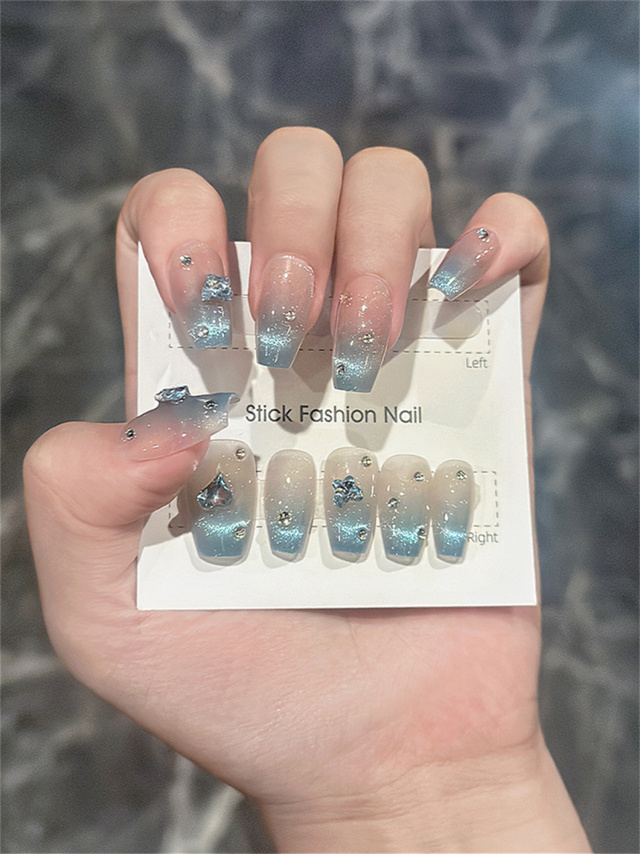 10 pièces d'ongles artificiels - Nail Art Ice Blue avis et prix