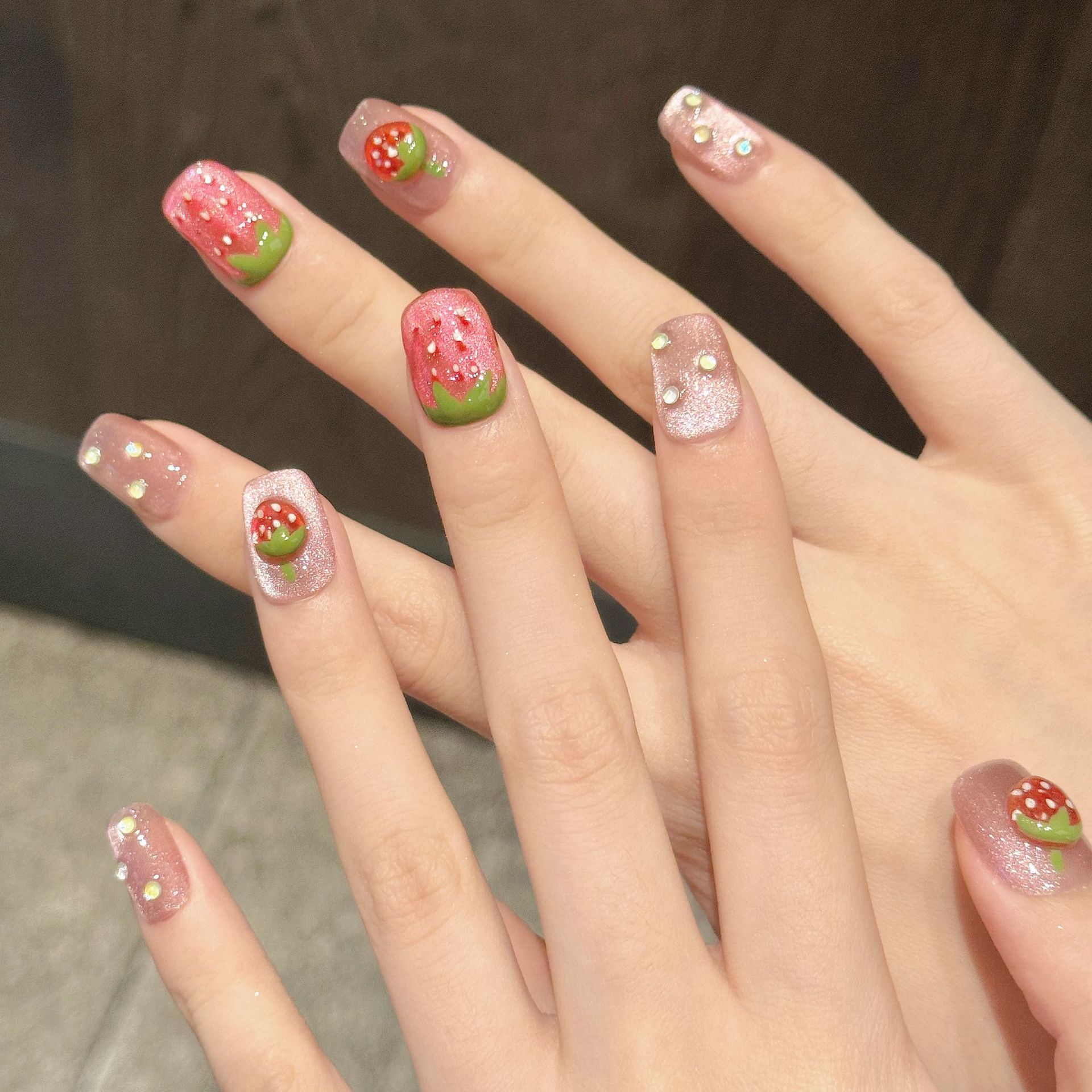 10 pièces presse à la main sur - Nail Art Pink Cat Eye avis et prix
