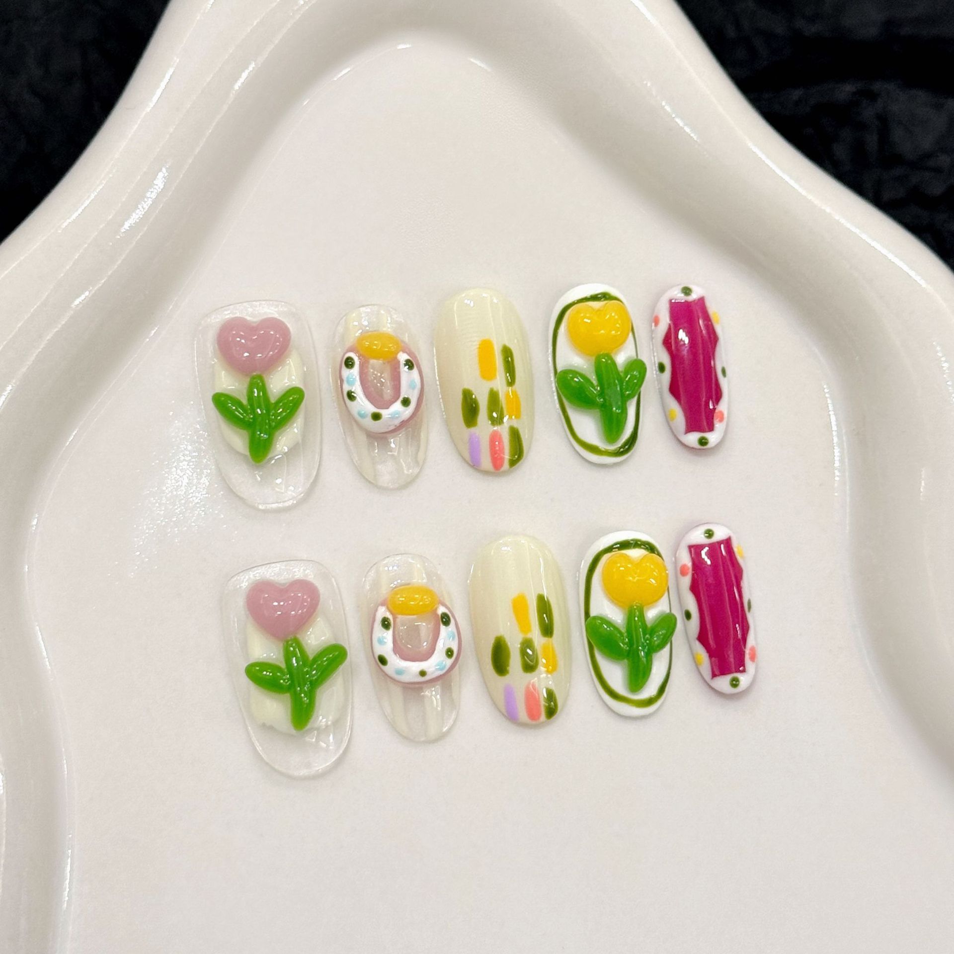 10 pièces presse à la main sur - Nail Art Pink Cat Eye avis et prix